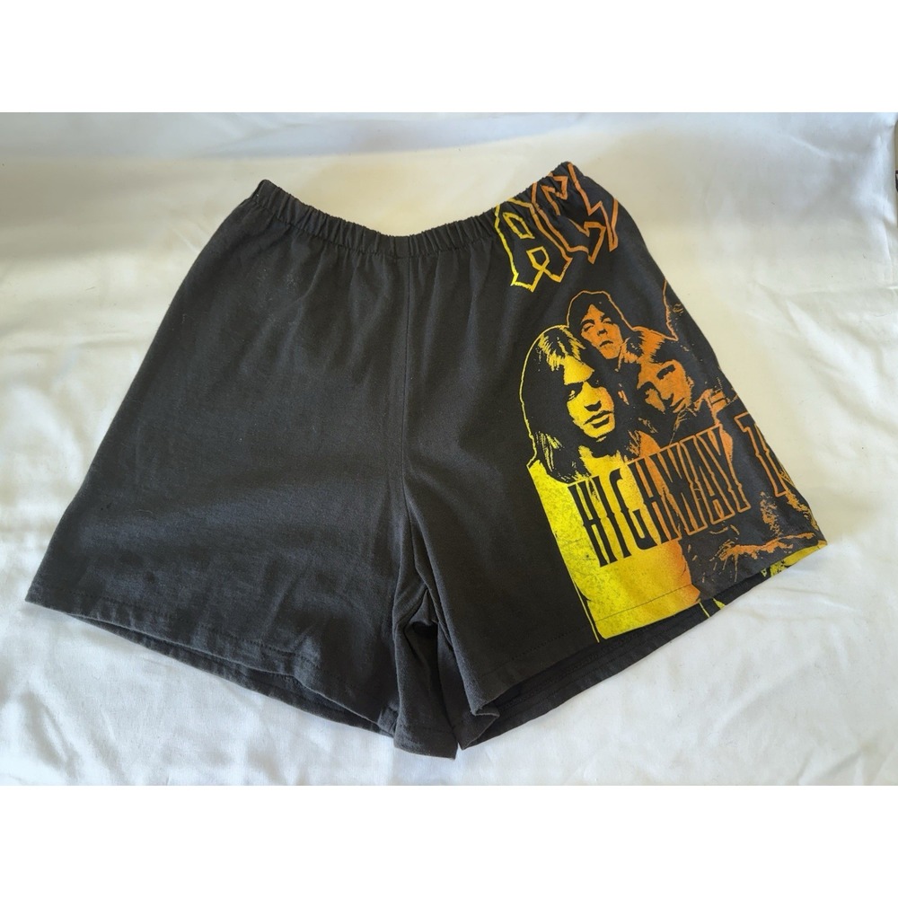 AC/DC Highway To Hell Black Knit Rock Band Graphic Women's Shorts Sz Medium